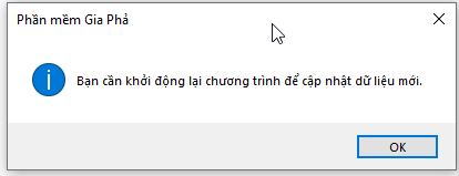 Thông báo xác nhận đã khôi phục thành công