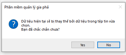 Cửa sổ xác nhận khôi phục File dữ liệu