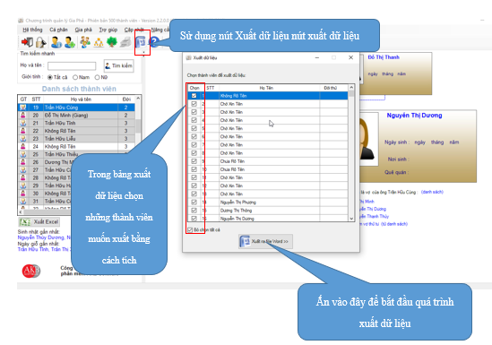 Xuất dữ liệu  định dạng Microsoft Office Word - 2024