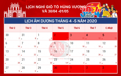 Lịch nghỉ Giỗ tổ Hùng Vương và 30/4 -1/5 năm 2020