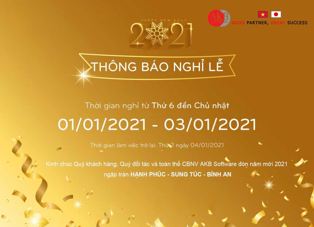 Thông báo lịch nghỉ tết dương lịch 2021