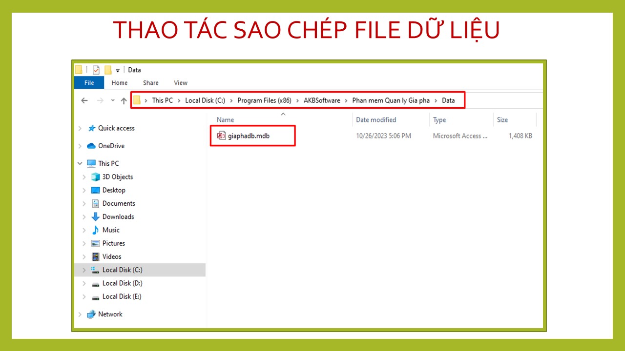 Cú pháp sao chép file giaphadb.mdb khi quên mật khẩu và tên đăng nhập