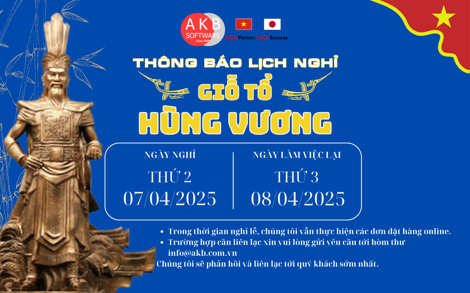 Thông báo Lịch nghỉ Giỗ tổ Hùng Vương năm 2025