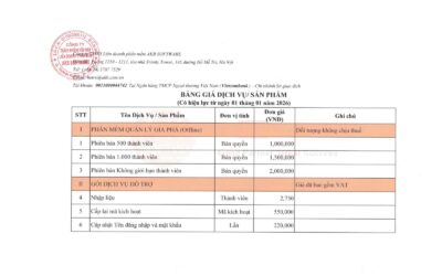 Bảng Giá Dịch Vụ & Sản Phẩm 2026