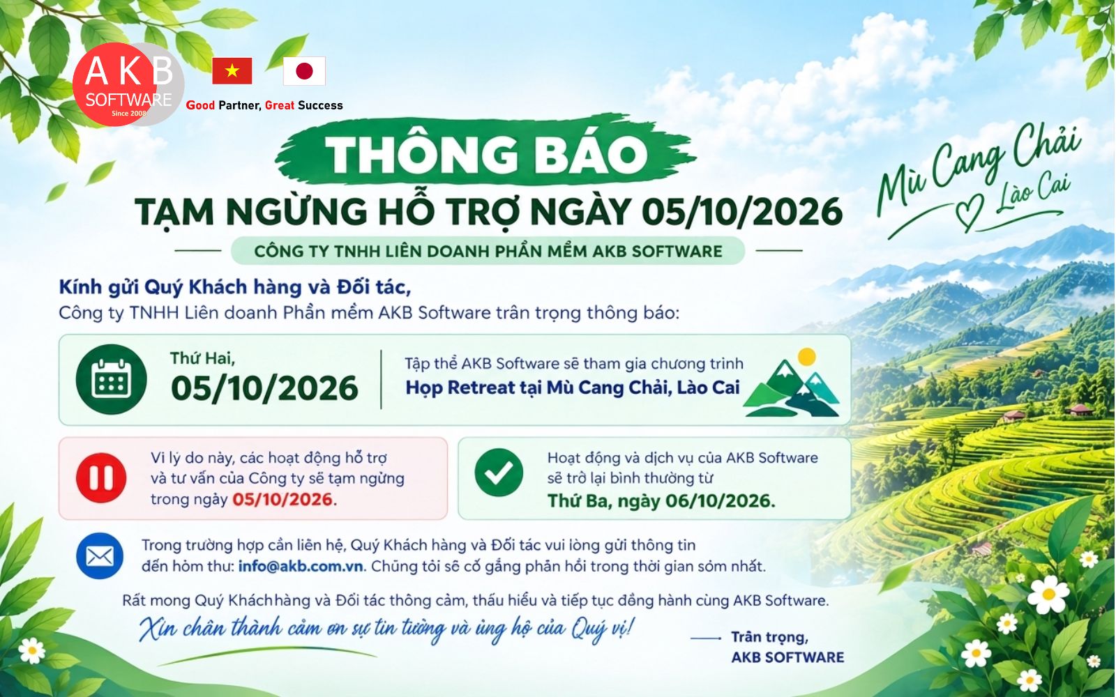 Thông báo họp retreat 2026